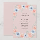 ブロッシュピンクの幻想的な植物の結婚式 招待状 (正面/裏面)