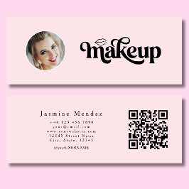 ブロッシュピンクビューティープロフェッショナルMUAフォトQR スキニー名刺