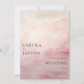 ブロッシュピンク水彩ウェディング ミニマリスト結婚式 招待状 (裏面)