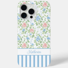ブロッシュブルーの花のモノグラムウォーターカラー iPhone 15 PRO MAXケース
