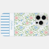 ブロッシュブルーの花のモノグラムウォーターカラー  Case-Mate iPhoneケース (裏面 (横))
