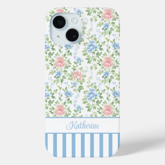 ブロッシュブルーの花のモノグラムウォーターカラー Case-Mate iPhoneケース (裏面)
