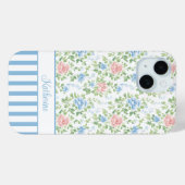 ブロッシュブルーの花のモノグラムウォーターカラー Case-Mate iPhoneケース (裏面 (横))