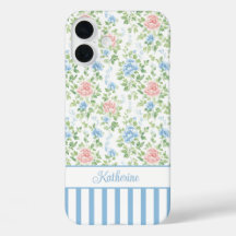 ブロッシュブルーの花のモノグラム 水彩