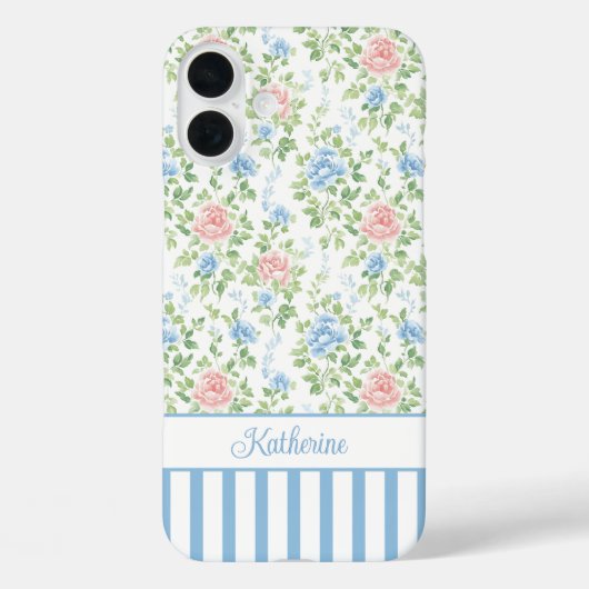 ブロッシュブルーの花のモノグラム 水彩 Case-Mate iPhoneケース (裏面)