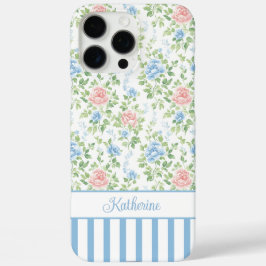 ブロッシュブルーの花のモノグラム 水彩 iPhone 16 PRO MAXケース