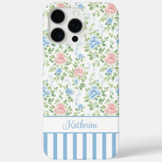 ブロッシュブルーの花のモノグラム 水彩 Case-Mate iPhoneケース (裏面)
