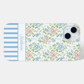 ブロッシュブルーの花のモノグラム Case-Mate iPhoneケース (裏面 (横))