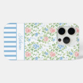ブロッシュブルーの花のモノグラム  Case-Mate iPhoneケース (裏面 (横))