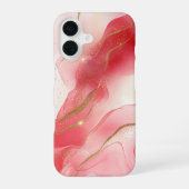 ブロッシュベール 高級ソフトピンク水彩ゴールド iPhone 16ケース (裏面)