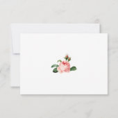 ブロッシングピンクのバラの花のエレガントな結婚式 出欠カード (裏面)