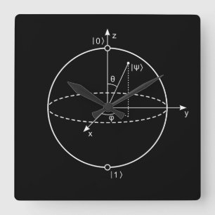 ブロッチ球  Quantum Bit (Qubit)物理/数学 スクエア壁時計