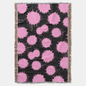 ブロットパターン – ブラック上のピンク スローブランケット (正面縦)