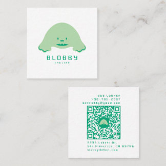 ブロッビーキャラクター ロゴ | QRコード付きの楽しいマスコット スクエア名刺