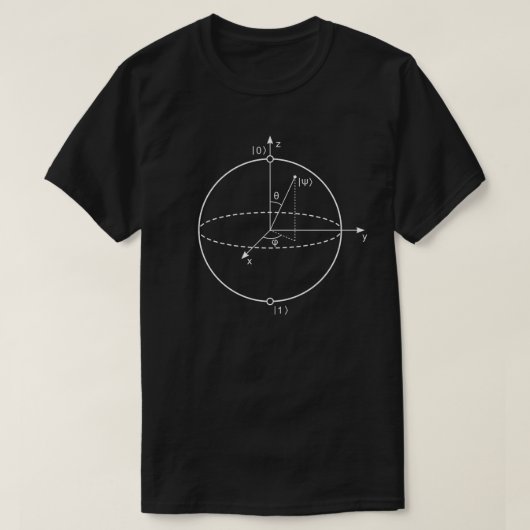 ブロッホ球 |量子ビット（キュービット）物理/数学 Tシャツ (デザイン正面)