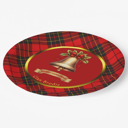 ブロディタータンチェックパーソナライズされたクリスマス ペーパープレート (アングル)