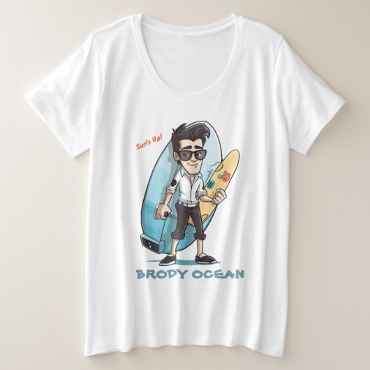 ブロディ海波形 プラスサイズTシャツ (デザイン正面)