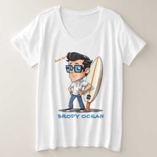 ブロディ海波形 プラスサイズTシャツ (デザイン正面)