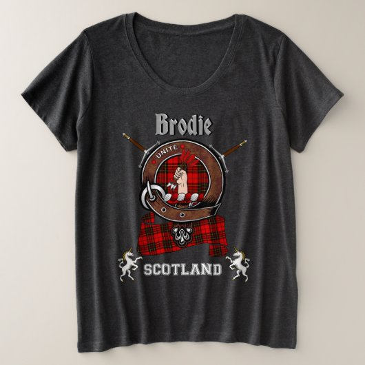ブロディ・クラン・バッジ女性 プラスサイズTシャツ (デザイン正面)