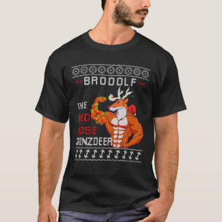 ブロドルフザレッドノーズGainzdeerジム醜いクリスマス Tシャツ