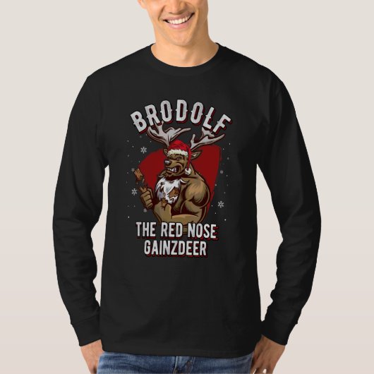 ブロドルフ・ゲインズディア クリスマスのセーター ジム フィットネス Tシャツ (正面)
