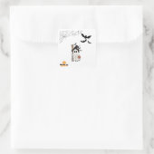 ブロムとカボチャの可愛いハロウィーン幽霊ウィッチ スクエアシール (バッグ)