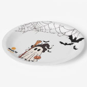 ブロムとカボチャの可愛いハロウィーン幽霊ウィッチ ペーパープレート (アングル)