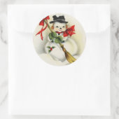 ブロムとヴィンテージクリスマス雪だるま ラウンドシール (バッグ)