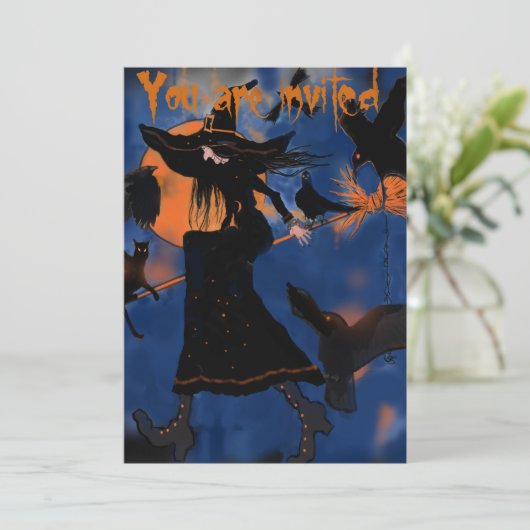 ブロムのハロウィーンの魔女の漫画スケッチ 招待状 (スタンド正面)