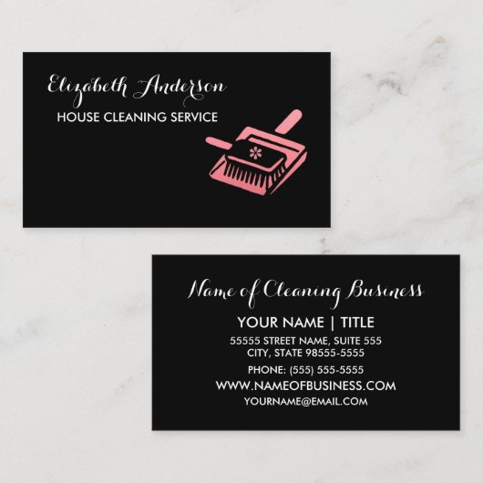 ブロムガーリーピンクとブラックハウス清掃サービス 名刺 (正面/裏面)