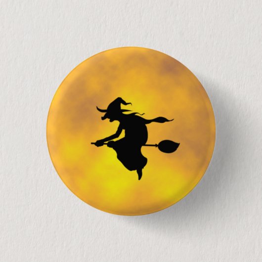 ブロムスティックボタンのハロウィーンの魔女 缶バッジ (正面)