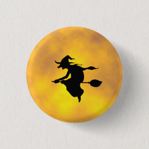 ブロムスティックボタンのハロウィーンの魔女 缶バッジ