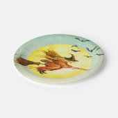 ブロムスティック上のハロウィーンの魔女 ペーパープレート (アングル)