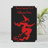 ブロムスティック上の不気味なハロウィーンの魔女 招待状 (スタンド正面)