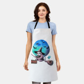 ブロムハロウィンの可愛い飛んでいる魔女ナマケモノに注意 エプロン (着用した状態)