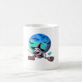 ブロムハロウィンの可愛い飛んでいる魔女ナマケモノに注意 コーヒーマグカップ (中央)