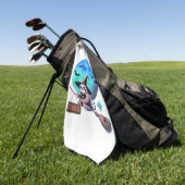 ブロムハロウィンの可愛い飛んでいる魔女ナマケモノに注意 ゴルフタオル (グリーン)