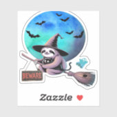 ブロムハロウィンの可愛い飛んでいる魔女ナマケモノに注意 シール (シート)