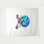 ブロムハロウィンの可愛い飛んでいる魔女ナマケモノに注意 タペストリー (正面(横))