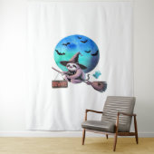 ブロムハロウィンの可愛い飛んでいる魔女ナマケモノに注意 タペストリー (インサイチュ)