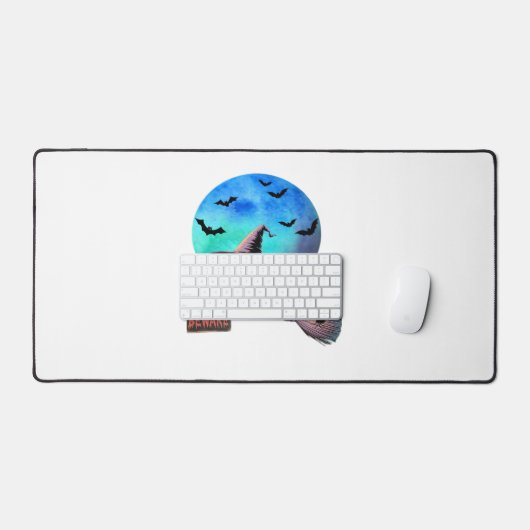 ブロムハロウィンの可愛い飛んでいる魔女ナマケモノに注意 デスクマット (キーボード&マウス)