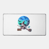 ブロムハロウィンの可愛い飛んでいる魔女ナマケモノに注意 デスクマット (正面)