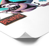 ブロムハロウィンの可愛い飛んでいる魔女ナマケモノに注意 ポスター (角)