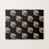 ブロムパターン飛んでいるの漫画ウィザードフクロウ ジグソーパズル (横)