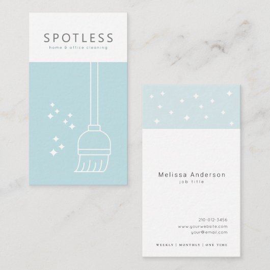 ブロムモダンライトブルー清掃サービスメイド 名刺 (正面/裏面)