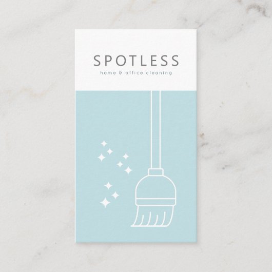 ブロムモダンライトブルー清掃サービスメイド 名刺 (正面)