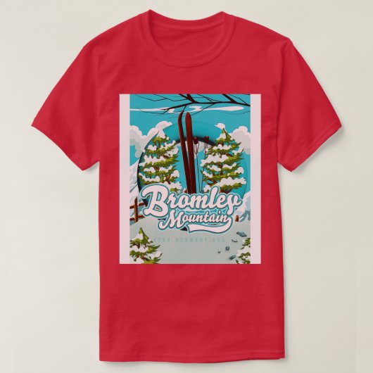 ブロムリー山ペルーのバーモント州スキー風景 Tシャツ (デザイン正面)