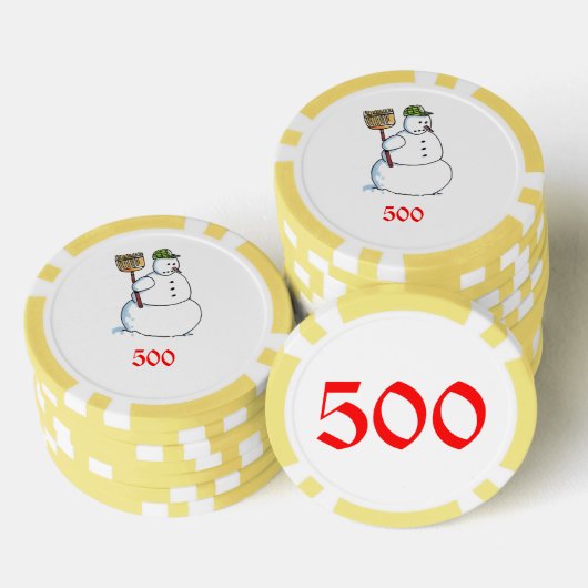 ブロム雪だるまイエロー500ストライプのトランプのポーカーチップ ポーカーチップ (積み重ね)