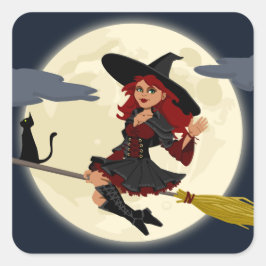 ブロム飛んでいると黒猫の魔女 スクエアシール