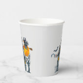 ブロム飛んでいるに魔女を&ハウス幽霊のよく出るハロウィーン 紙コップ (右)